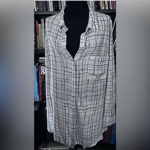 Velvet Heart White and Black Grid Pattern Shirt